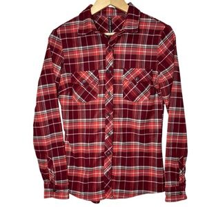 Kuhl Shirt Top Women's Medium Red Plaid Button Up Outdoor Hiking Gorpcore Active